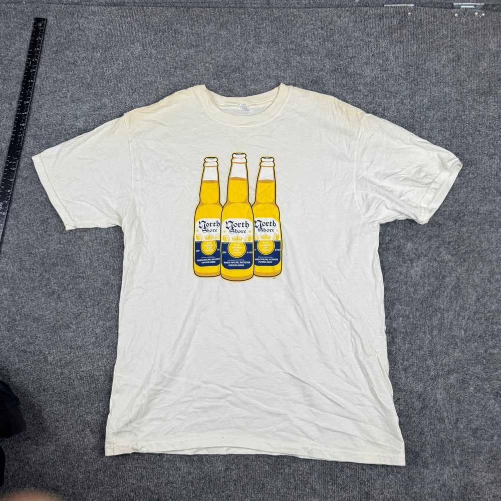 Anvil T-shirt Mens Size XL White North Shore Hawaii Beer Graphic Vintage Stained